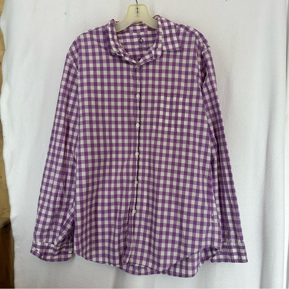 J Crew Lightweight Button Down Shirt Checkered‎ Mens Medium Purple